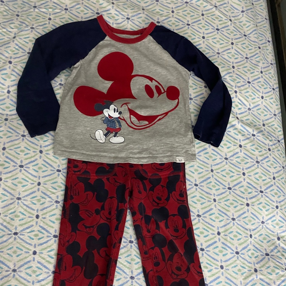 Gap Kids Mickey Mouse pants and shirt 4T